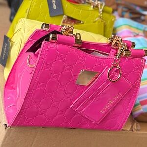 Bebe Vibrant Pink and Yellow Mini Bags